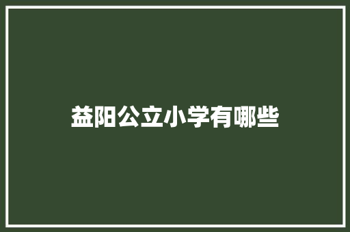 益阳公立小学有哪些