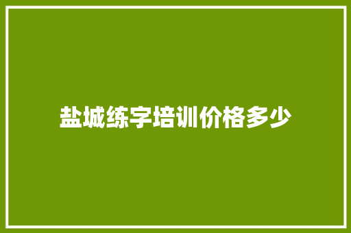 盐城练字培训价格多少
