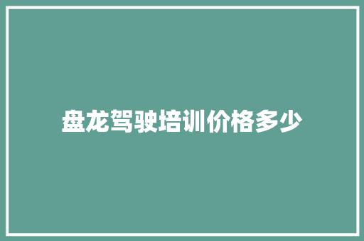 盘龙驾驶培训价格多少 演讲稿范文