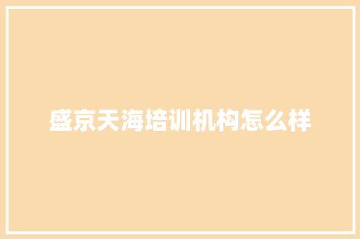 盛京天海培训机构怎么样