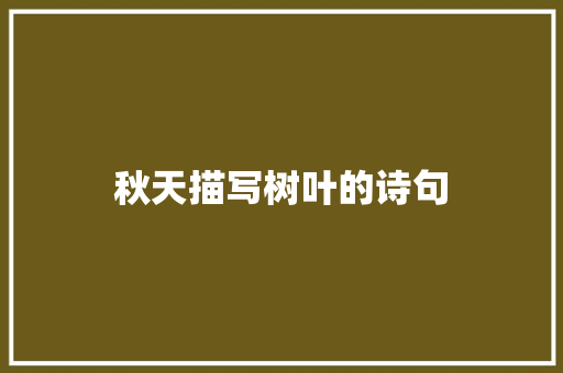 秋天描写树叶的诗句