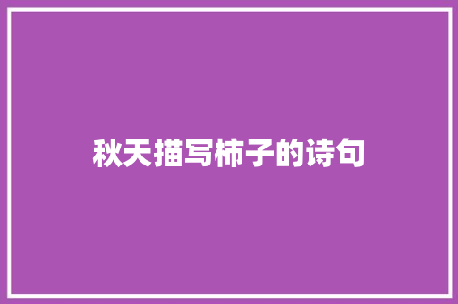 秋天描写柿子的诗句