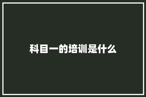 科目一的培训是什么