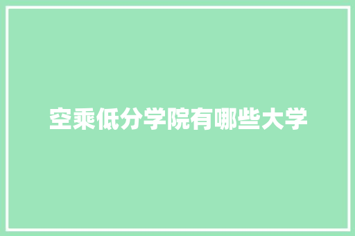 空乘低分学院有哪些大学 简历范文