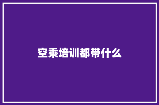 空乘培训都带什么 简历范文