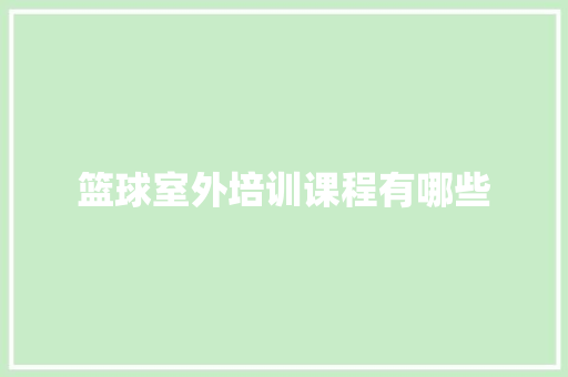 篮球室外培训课程有哪些