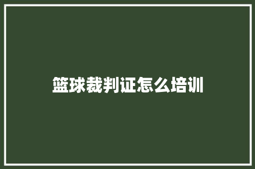 篮球裁判证怎么培训