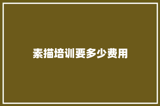 素描培训要多少费用