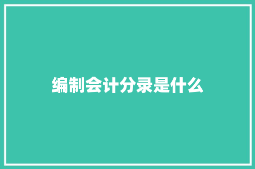 编制会计分录是什么