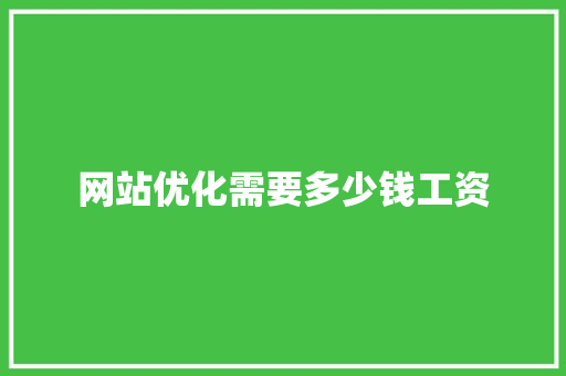网站优化需要多少钱工资