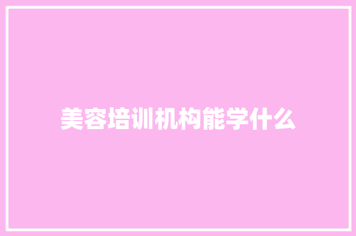 美容培训机构能学什么