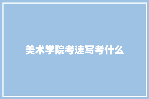 美术学院考速写考什么