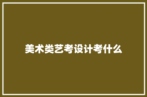 美术类艺考设计考什么