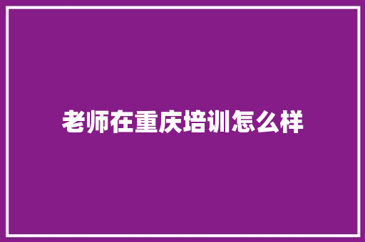 老师在重庆培训怎么样
