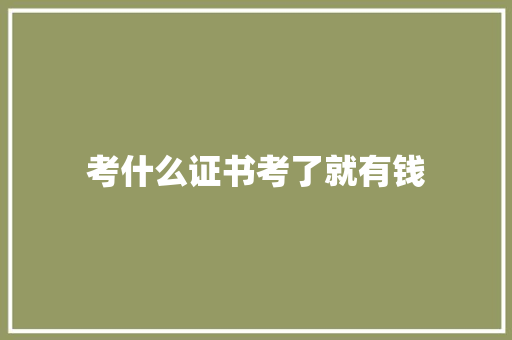 考什么证书考了就有钱