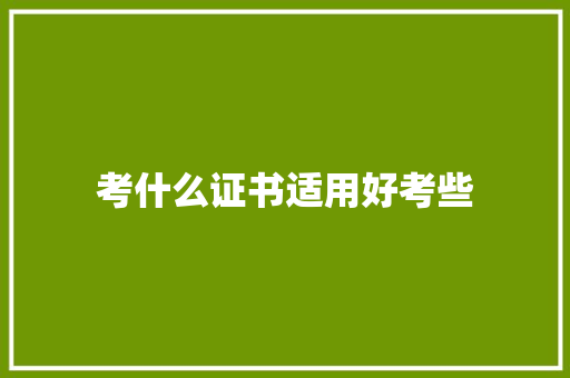 考什么证书适用好考些