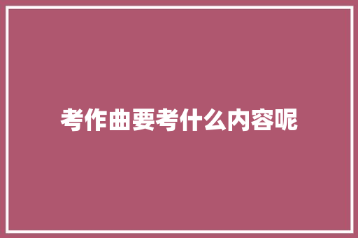 考作曲要考什么内容呢