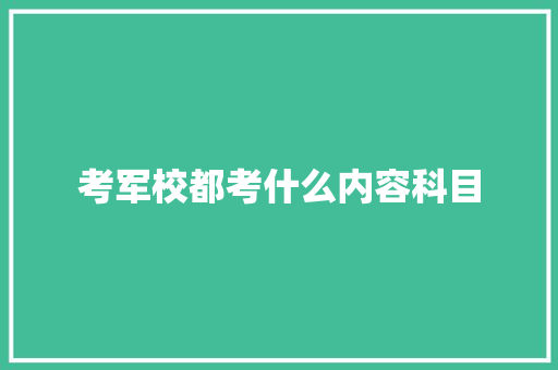 考军校都考什么内容科目