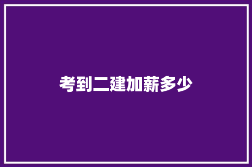 考到二建加薪多少