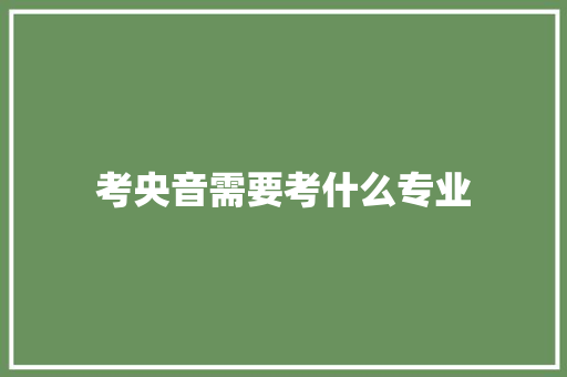 考央音需要考什么专业