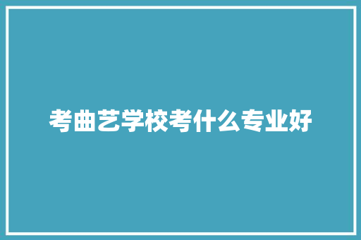 考曲艺学校考什么专业好