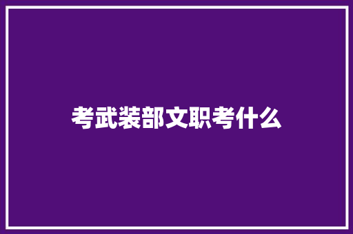考武装部文职考什么