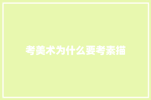考美术为什么要考素描