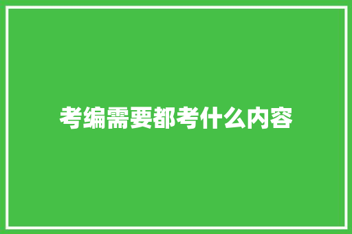 考编需要都考什么内容