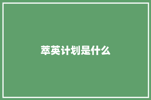 萃英计划是什么 简历范文
