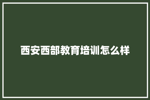 西安西部教育培训怎么样