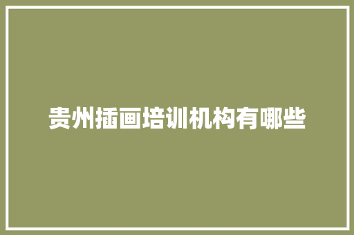贵州插画培训机构有哪些