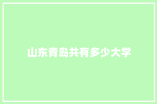 山东青岛共有多少大学