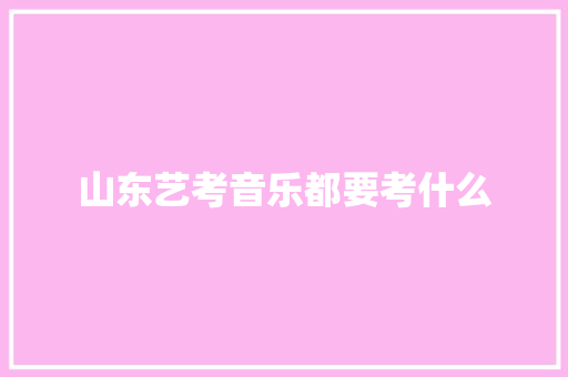 山东艺考音乐都要考什么
