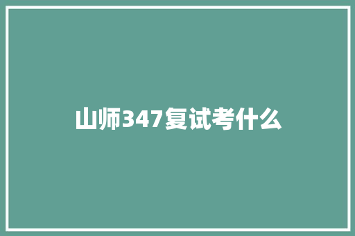 山师347复试考什么