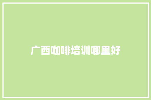 广西咖啡培训哪里好