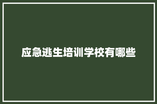 应急逃生培训学校有哪些