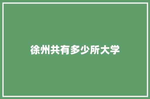 徐州共有多少所大学
