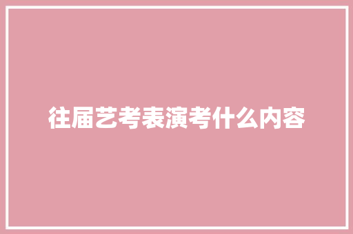 往届艺考表演考什么内容