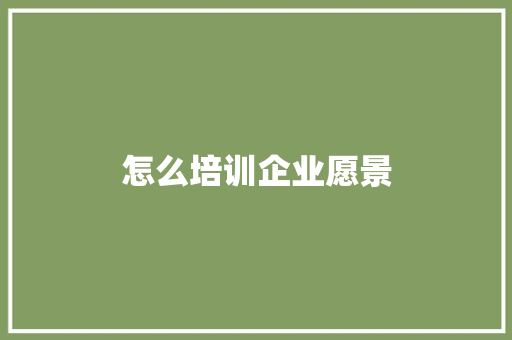怎么培训企业愿景