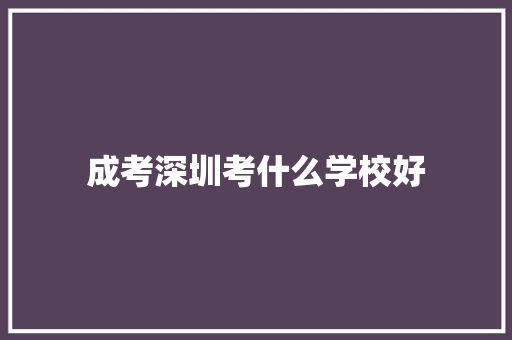 成考深圳考什么学校好