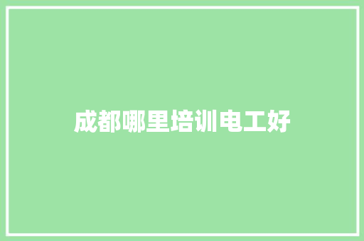成都哪里培训电工好