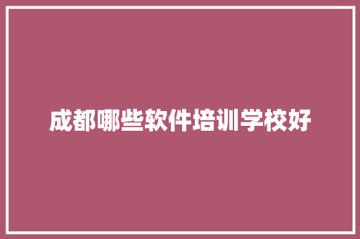 成都哪些软件培训学校好
