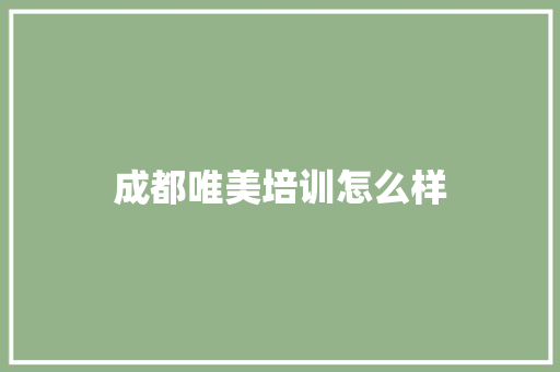 成都唯美培训怎么样