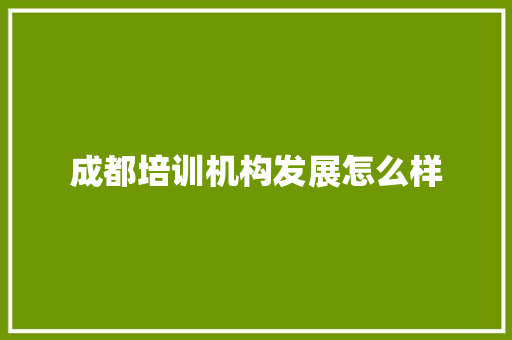 成都培训机构发展怎么样