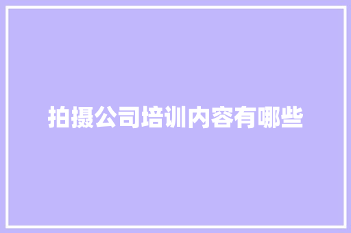 拍摄公司培训内容有哪些 说明文范文