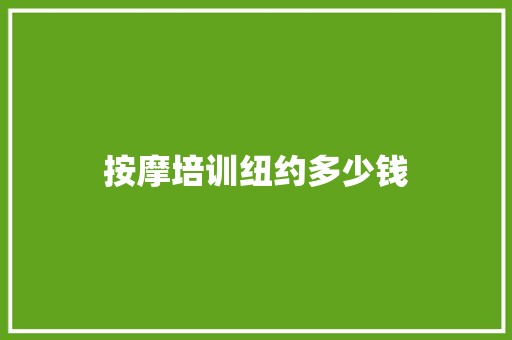 按摩培训纽约多少钱