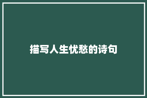 描写人生忧愁的诗句