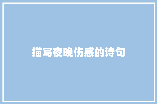 描写夜晚伤感的诗句