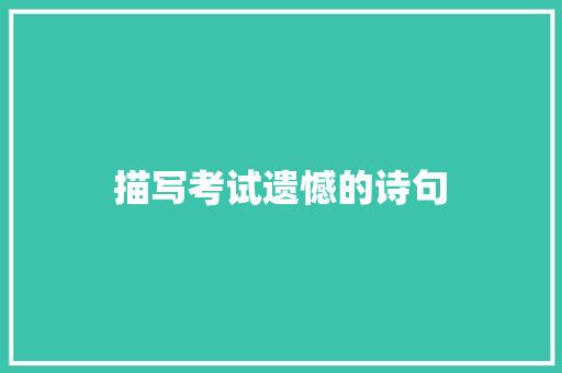 描写考试遗憾的诗句