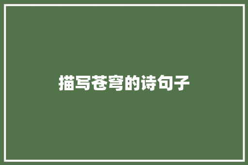 描写苍穹的诗句子